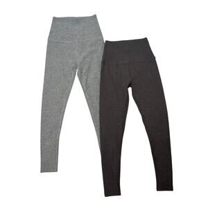 Bundle of 2- Beyond Yoga Spacedye Silver Mist/Woodland Heather Leggings sz XS